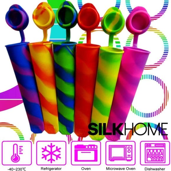 SILK HOME 6PC Food Grade ICE POPS Reusable Freezable Party Time Solutions - Picture 3 of 6